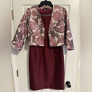 Preston & York Burgundy and Cream Dress
